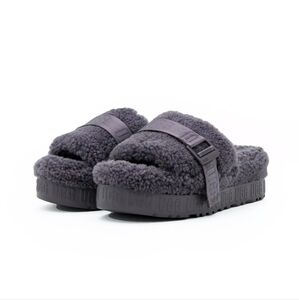UGG Women's Charcoal Fluffy Sandals